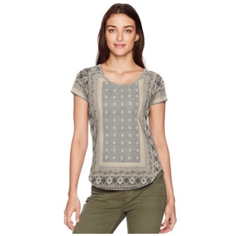CLEAR-OUT Lucky Brand Linen Blend Bandanna Print Tee